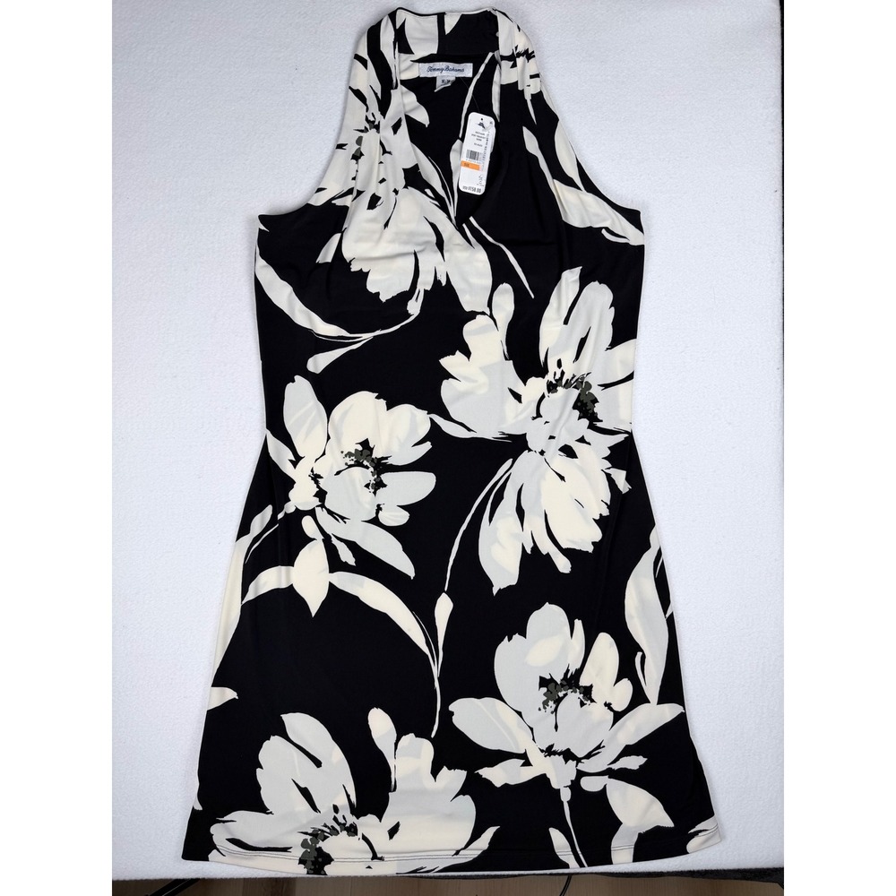 Tommy Bahama Womens Black White Floral V-Neck Shift Dress SW221646BR Size Medium - Picture 2 of 10
